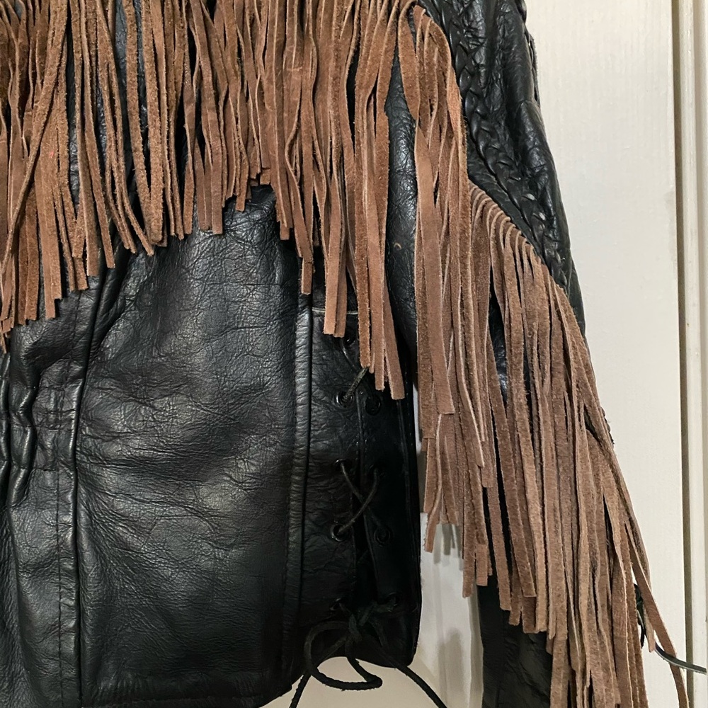 Legends Rider Wear Black and Brown Fringe Leather Jacket size L. Cowboy/Biker - Picture 6 of 16